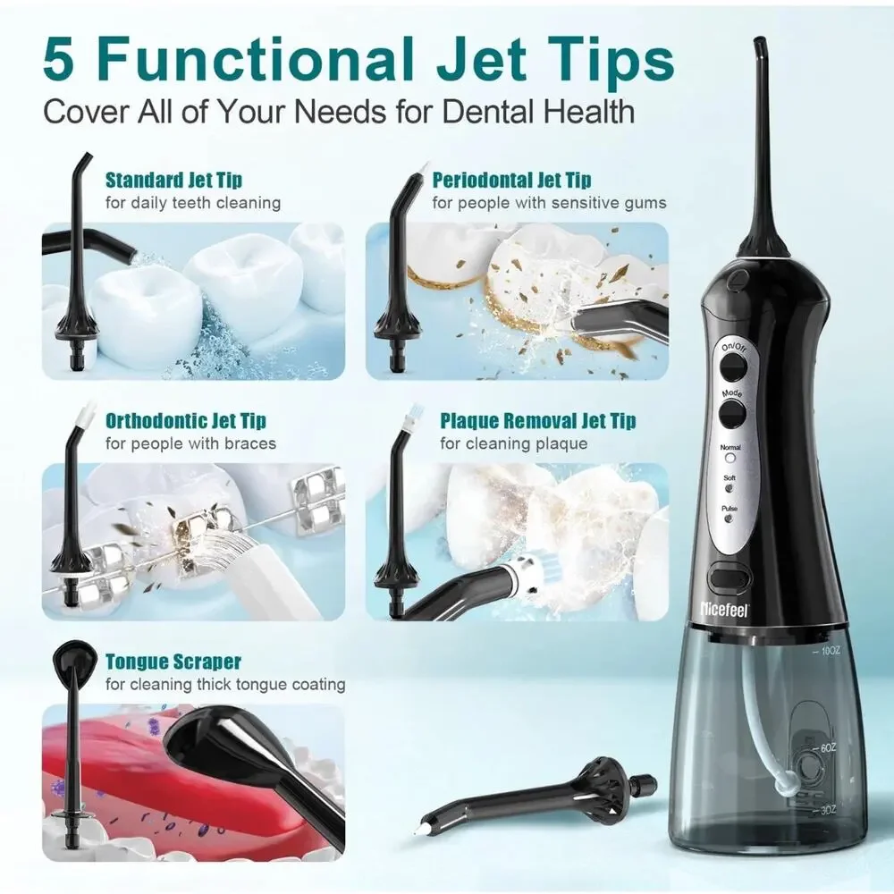 Cordless Water Flosser Dental Oral Irrigator Travel Friendly Teeth Cleaner Pro